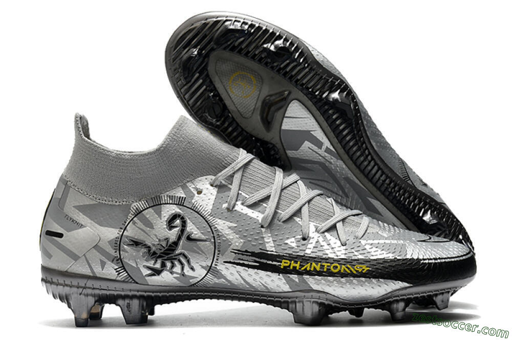 Nike Phantom Scorpion Elite DF FG High-Tops Soccer Cleats - Silver/Yellow/Black 0