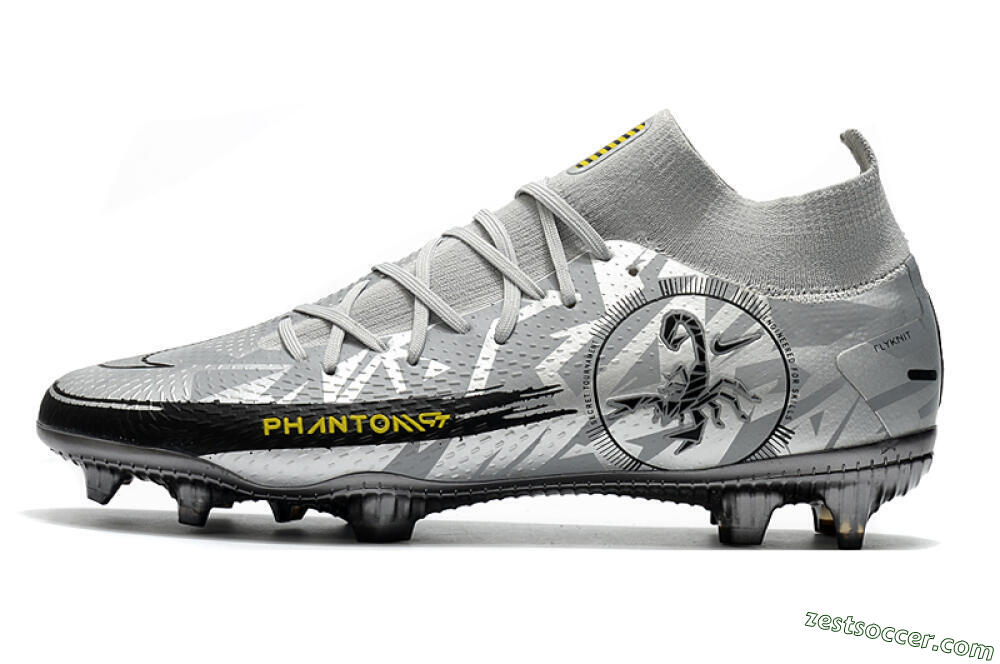 Nike Phantom Scorpion Elite DF FG High-Tops Soccer Cleats - Silver/Yellow/Black 2