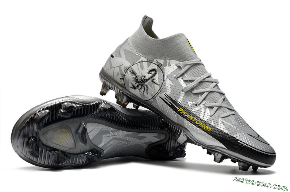 Nike Phantom Scorpion Elite DF FG High-Tops Soccer Cleats - Silver/Yellow/Black 3