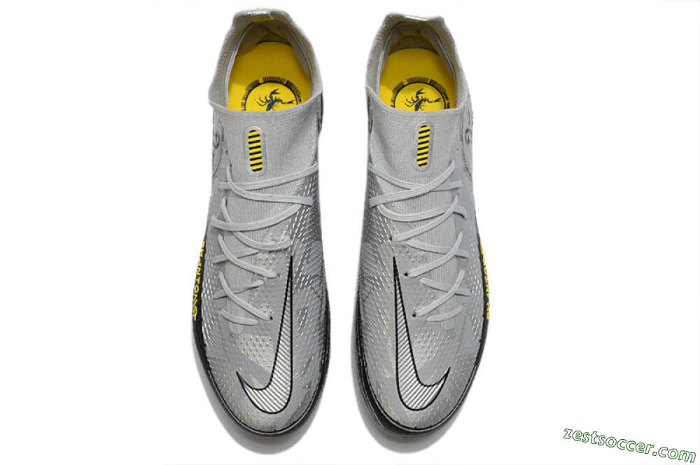 Nike Phantom Scorpion Elite DF FG High-Tops Soccer Cleats - Silver/Yellow/Black 4