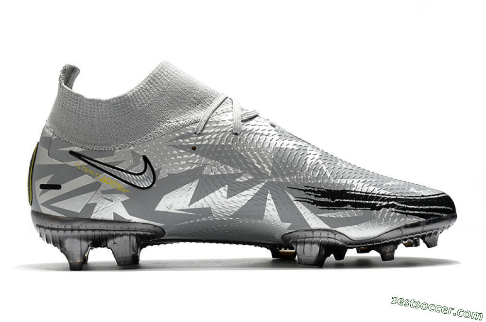 Nike Phantom Scorpion Elite DF FG High-Tops Soccer Cleats - Silver/Yellow/Black 7