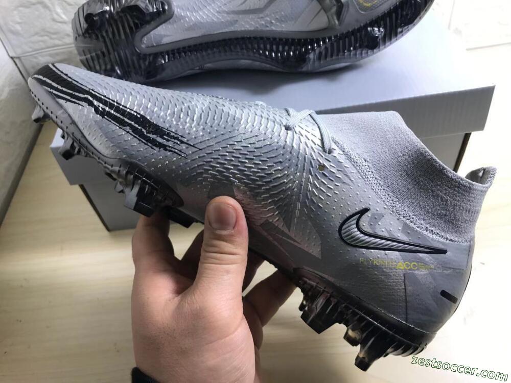 Nike Phantom Scorpion Elite DF FG High-Tops Soccer Cleats - Silver/Yellow/Black