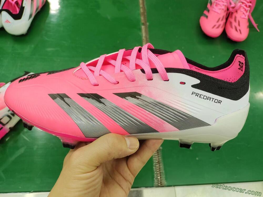 Adidas Predator Elite Foldover Tongue FG Low-Tops Soccer Cleats - Pink/Grey/White