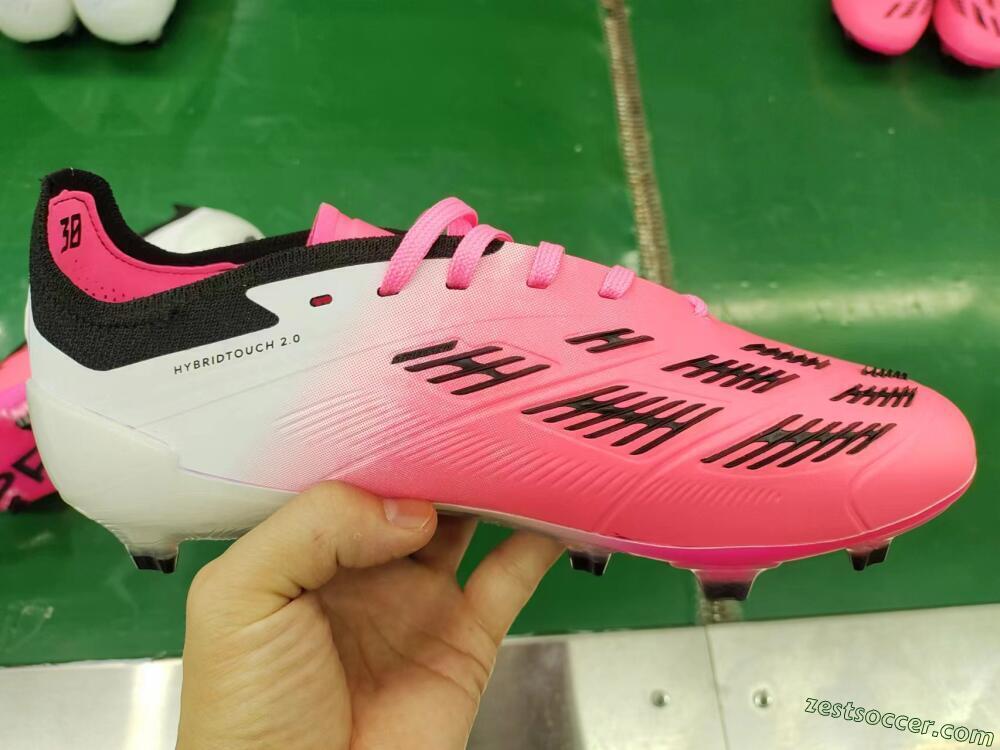 Adidas Predator Elite Foldover Tongue FG Low-Tops Soccer Cleats - Pink/Grey/White
