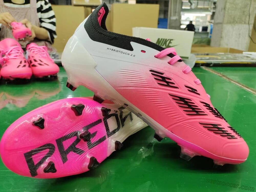 Adidas Predator Elite Foldover Tongue FG Low-Tops Soccer Cleats - Pink/Grey/White