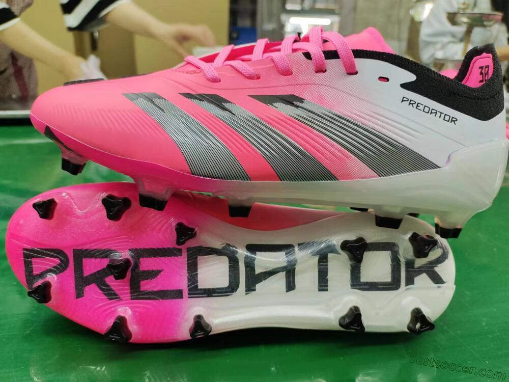 Adidas Predator Elite Foldover Tongue FG Low-Tops Soccer Cleats - Pink/Grey/White