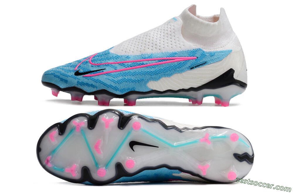Nike Phantom GX Elite DF FG High-Tops Soccer Cleats - Blue/White/Pink 1
