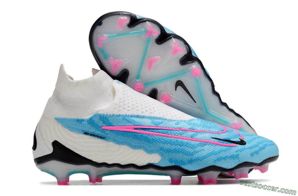 Nike Phantom GX Elite DF FG High-Tops Soccer Cleats - Blue/White/Pink 0