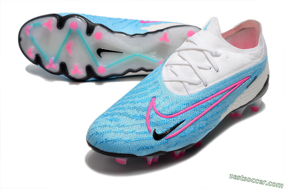 Nike Phantom GX Elite FG Low-Tops Soccer Cleats - Blue/White/Pink 3