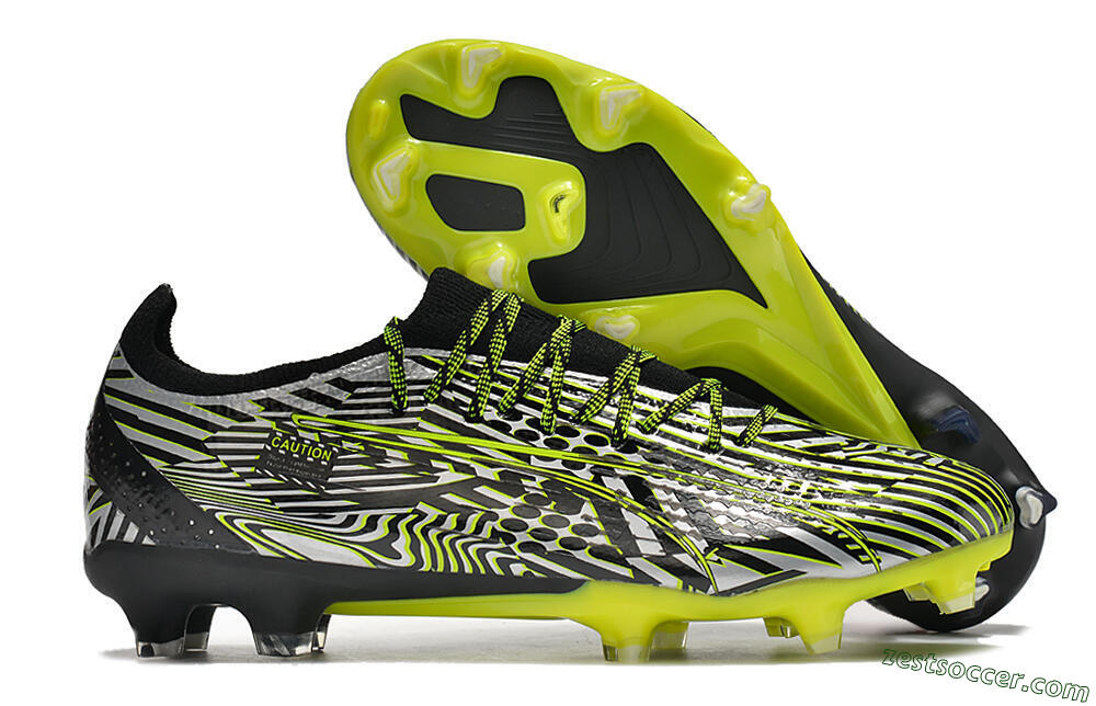 Puma Ultra Ultimate FG Low-Tops Soccer Cleats - White/Black/Green 0