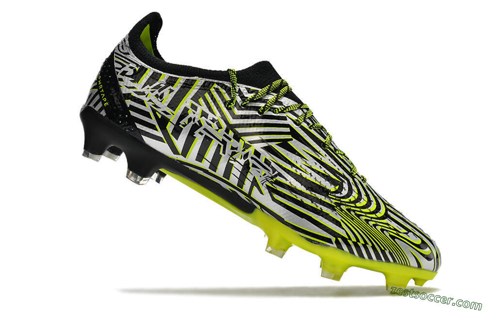 Puma Ultra Ultimate FG Low-Tops Soccer Cleats - White/Black/Green 4