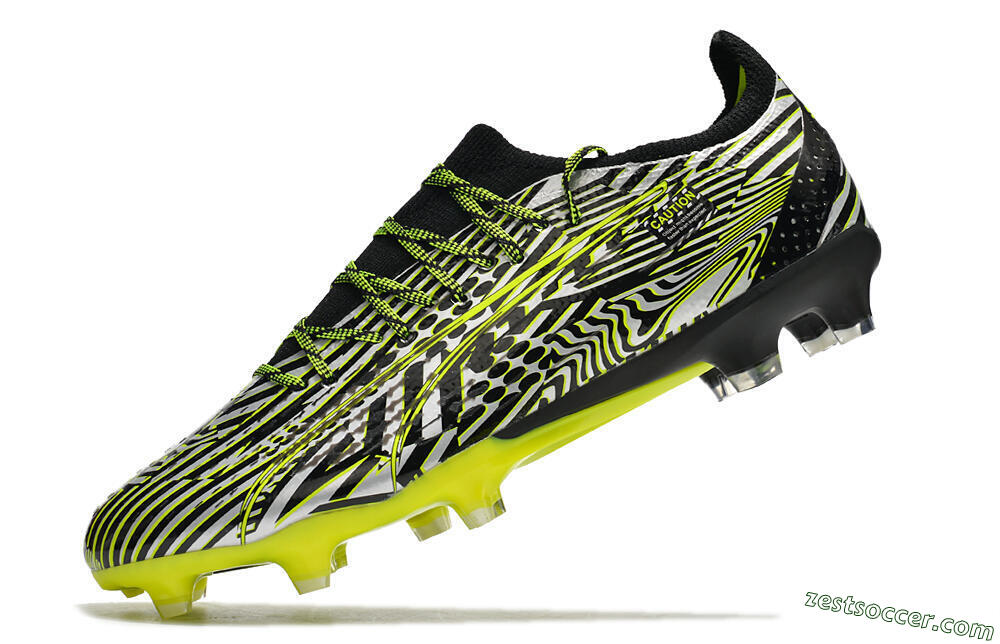 Puma Ultra Ultimate FG Low-Tops Soccer Cleats - White/Black/Green 5