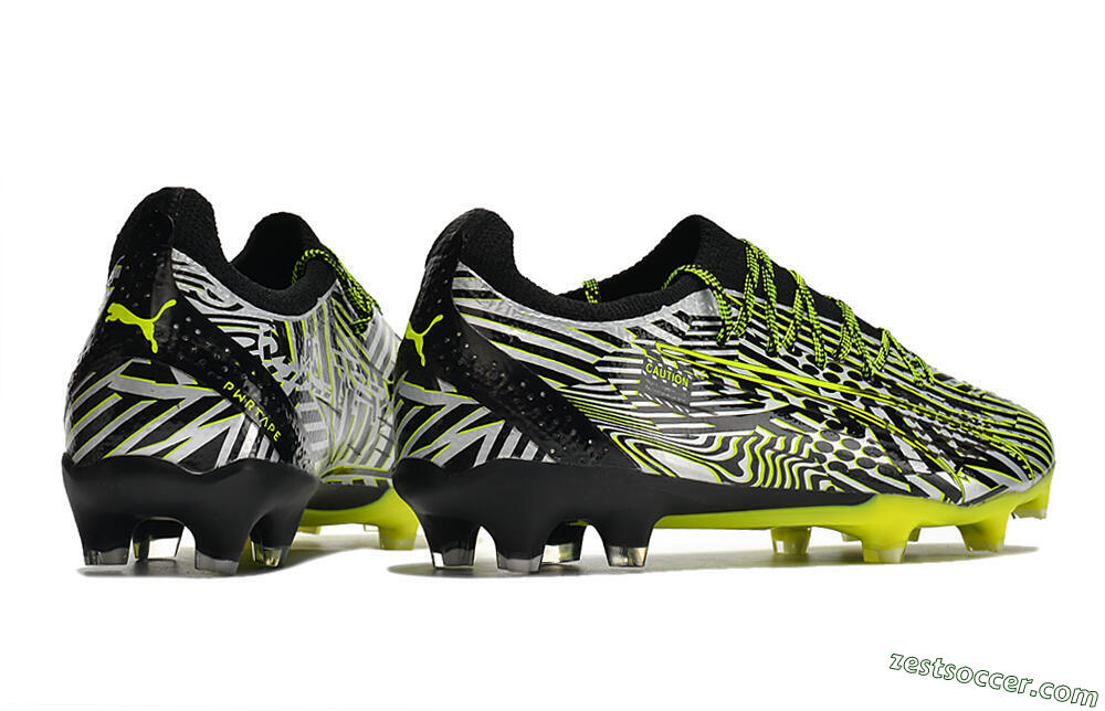 Puma Ultra Ultimate FG Low-Tops Soccer Cleats - White/Black/Green 6