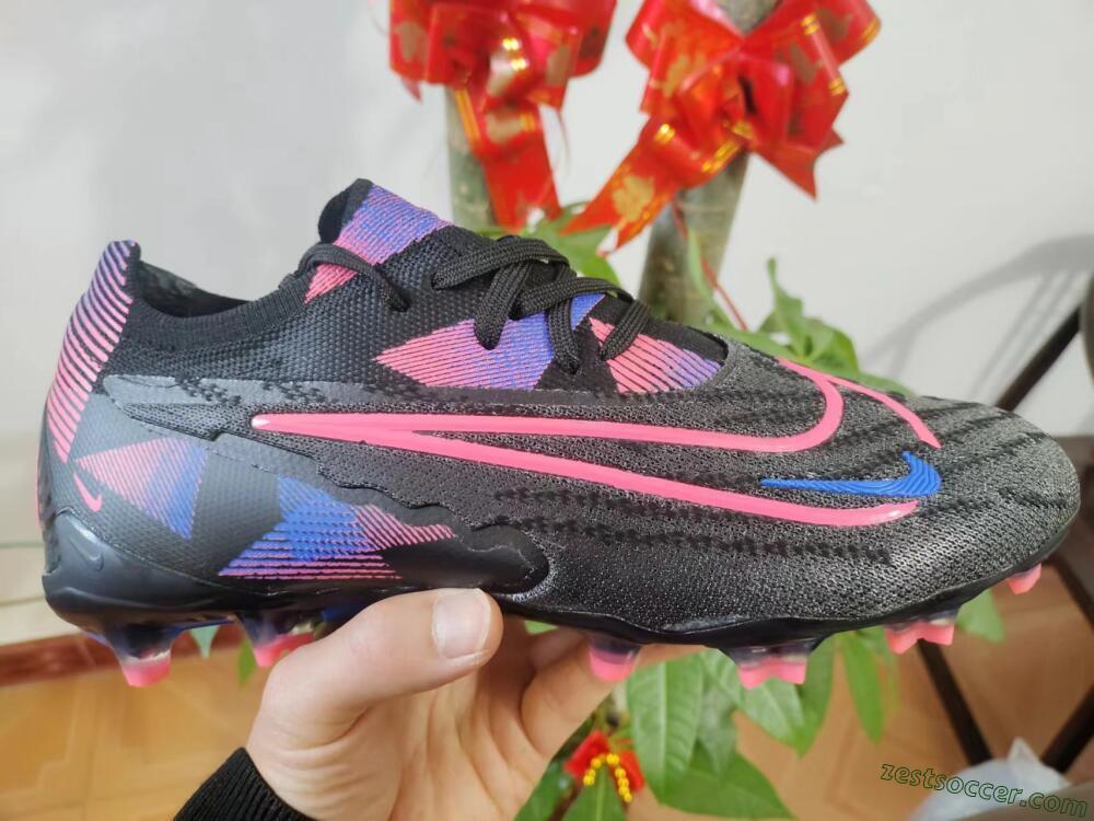 Nike Phantom GX Elite FG Low-Tops Soccer Cleats - Black/Pink/Blue