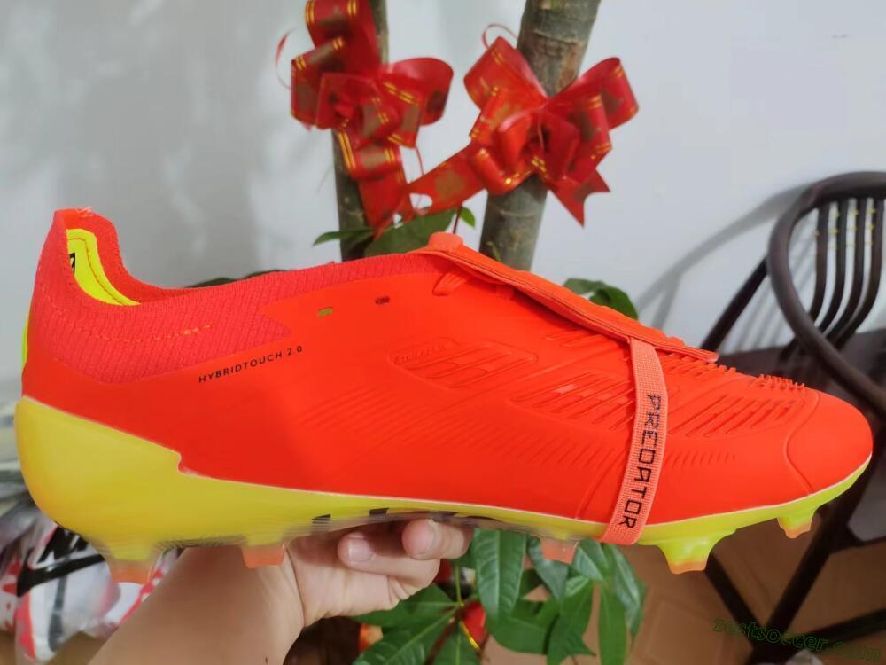 Adidas Predator Elite Foldover Tongue FG Low-Tops Soccer Cleats - Red/Black/Yellow