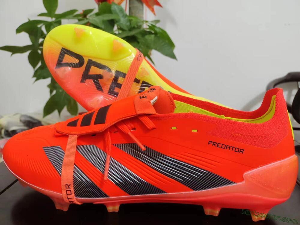 Adidas Predator Elite Foldover Tongue FG Low-Tops Soccer Cleats - Red/Black/Yellow