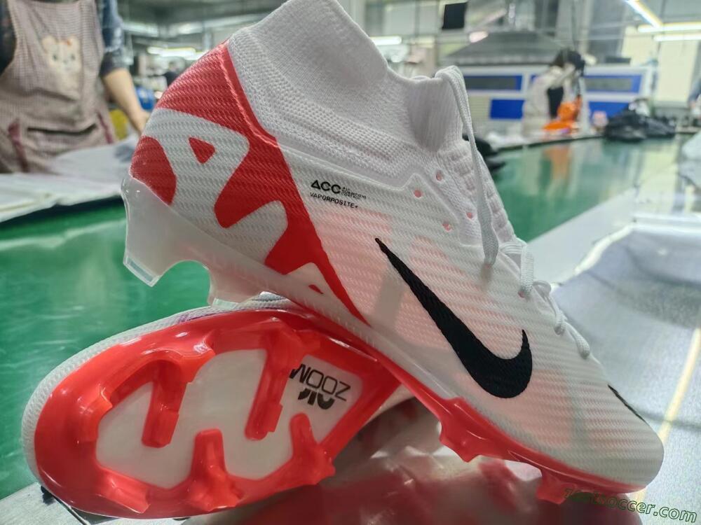Nike Air Zoom Mercurial Superfly 9 Elite FG High-Tops Soccer Cleats - White/Black/Red
