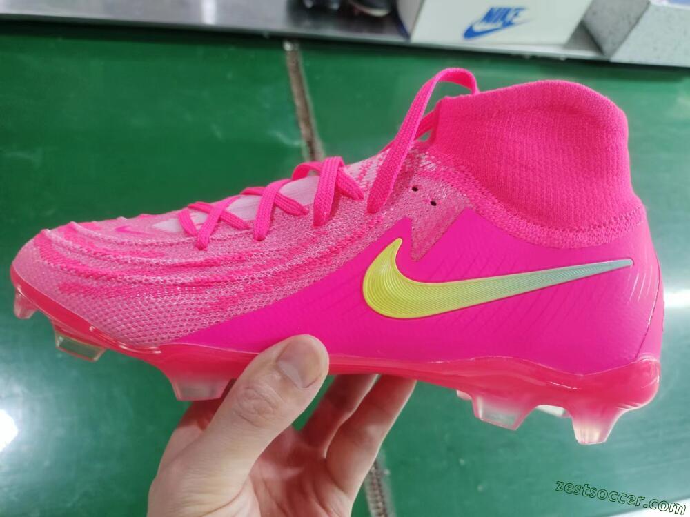 Nike Phantom Luna Elite NU FG High-Tops Soccer Cleats - Pink/Yellow/Jade