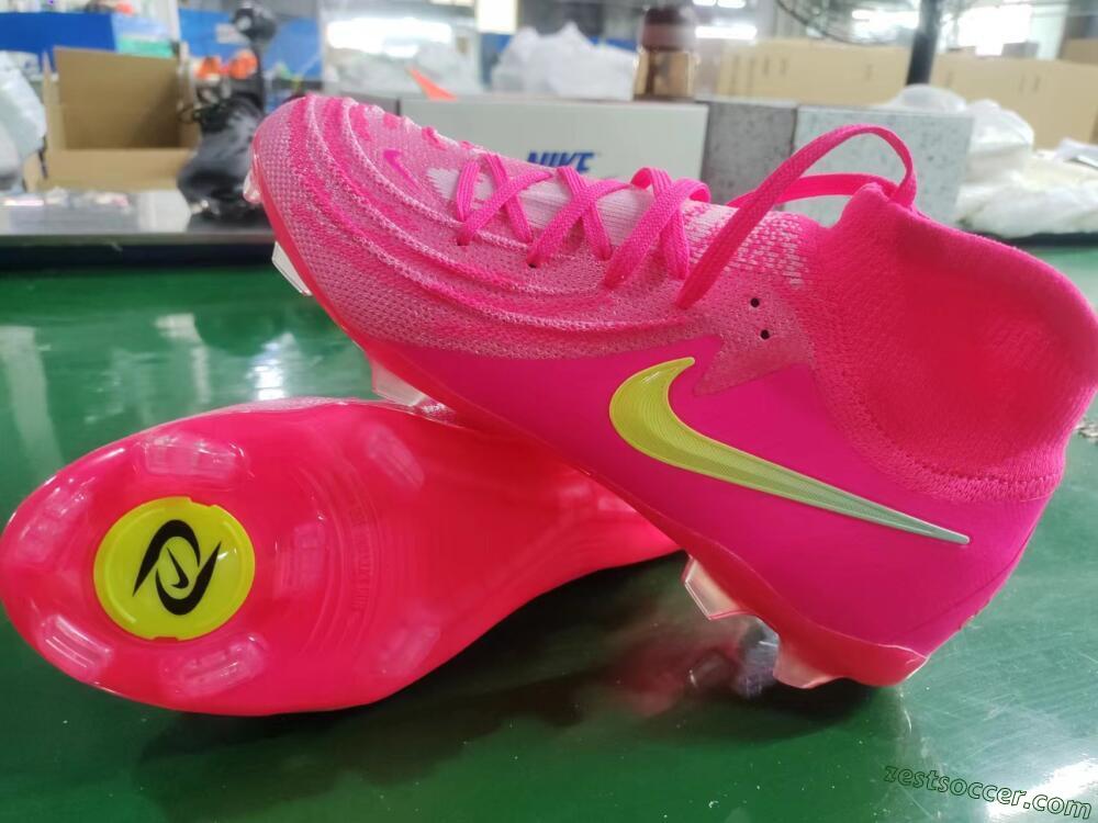 Nike Phantom Luna Elite NU FG High-Tops Soccer Cleats - Pink/Yellow/Jade