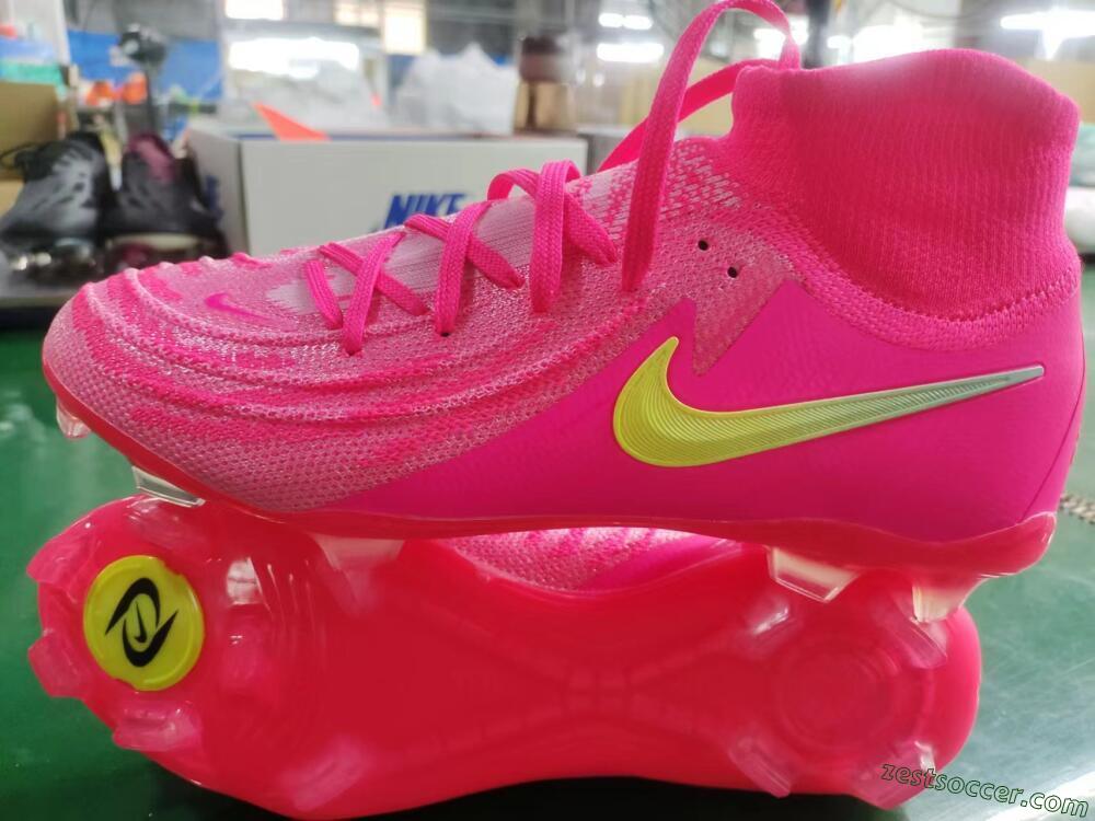 Nike Phantom Luna Elite NU FG High-Tops Soccer Cleats - Pink/Yellow/Jade