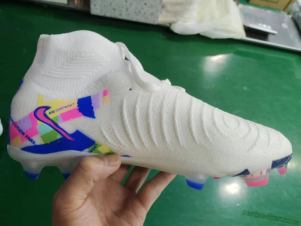 Nike Phantom Luna Elite NU FG High-Tops Soccer Cleats - Beige/Blue/Yellow/Pink
