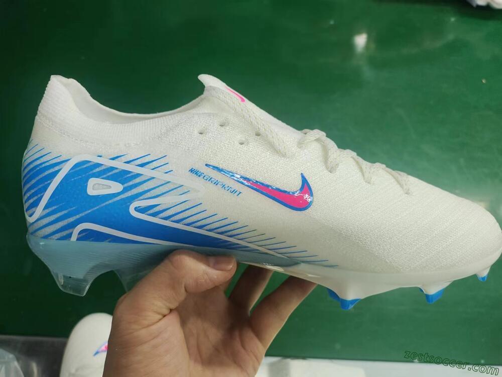Nike Air Zoom Mercurial Vapor 16 Elite FG Low-Tops Soccer Cleats - White/Pink/Blue