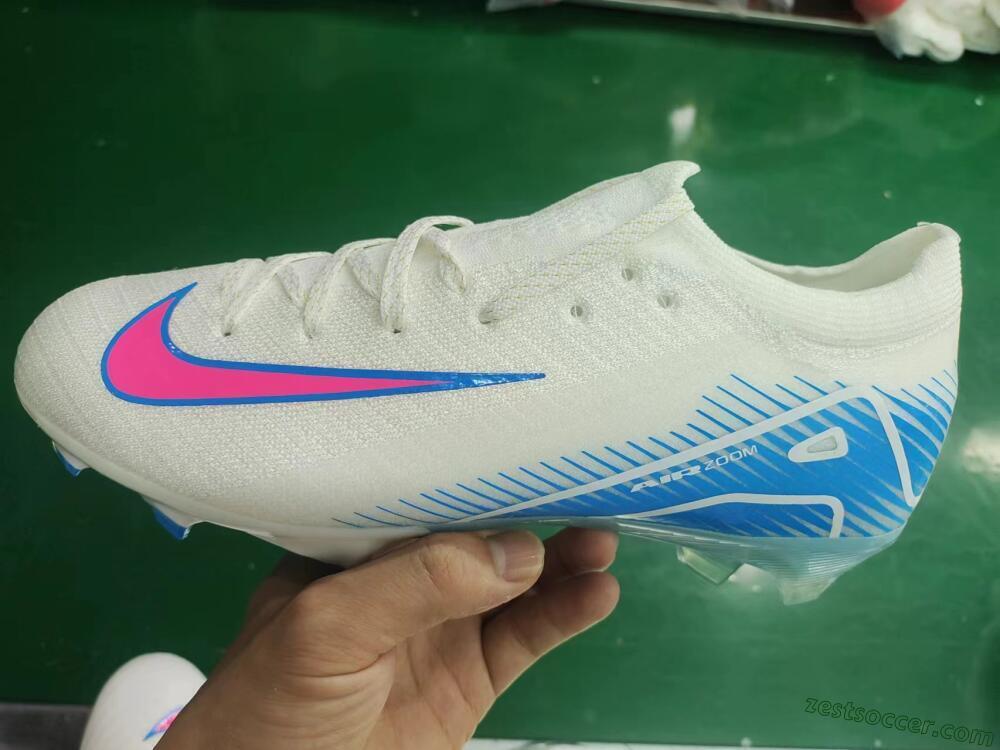 Nike Air Zoom Mercurial Vapor 16 Elite FG Low-Tops Soccer Cleats - White/Pink/Blue