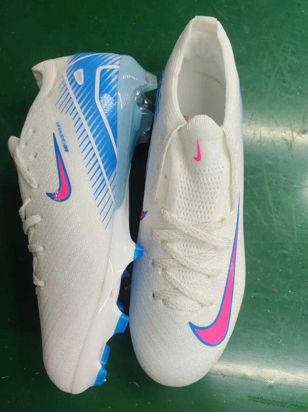 Nike Air Zoom Mercurial Vapor 16 Elite FG Low-Tops Soccer Cleats - White/Pink/Blue