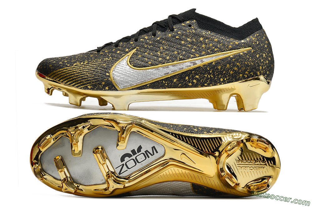 Nike Air Zoom Mercurial Vapor 15 Elite FG Low-Tops Soccer Cleats - Black/Gold/Silver 1
