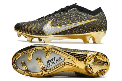 Nike Air Zoom Mercurial Vapor 15 Elite FG Low-Tops Soccer Cleats - Black/Gold/Silver
