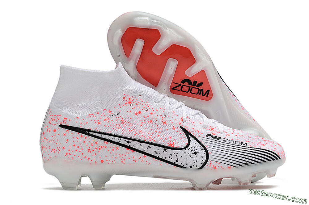 Nike Air Zoom Mercurial Superfly 9 Elite FG High-Tops Soccer Cleats - White/Pink/Black 0