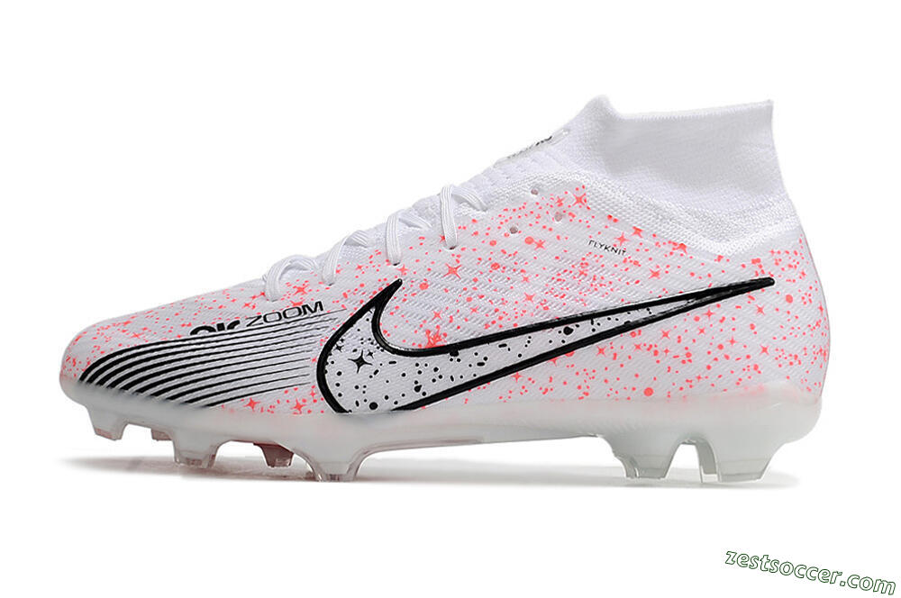 Nike Air Zoom Mercurial Superfly 9 Elite FG High-Tops Soccer Cleats - White/Pink/Black 2