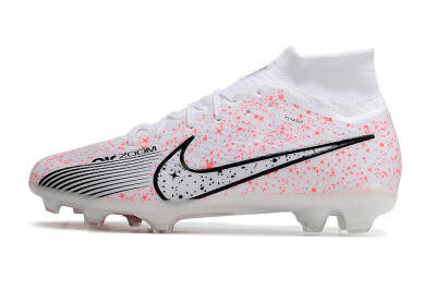 Nike Air Zoom Mercurial Superfly 9 Elite FG High-Tops Soccer Cleats - White/Pink/Black