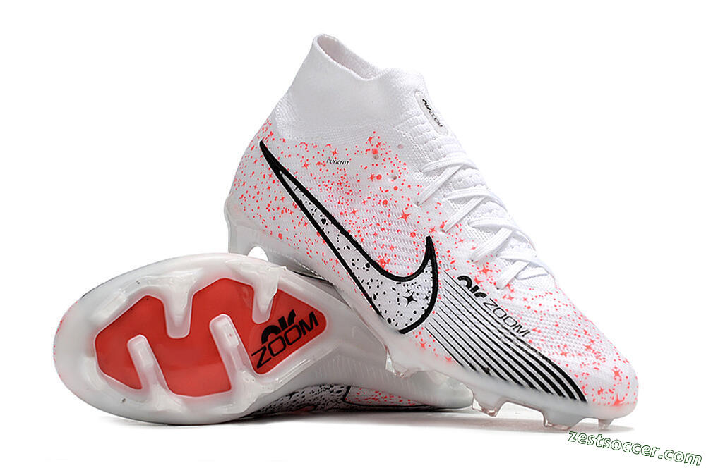 Nike Air Zoom Mercurial Superfly 9 Elite FG High-Tops Soccer Cleats - White/Pink/Black 3