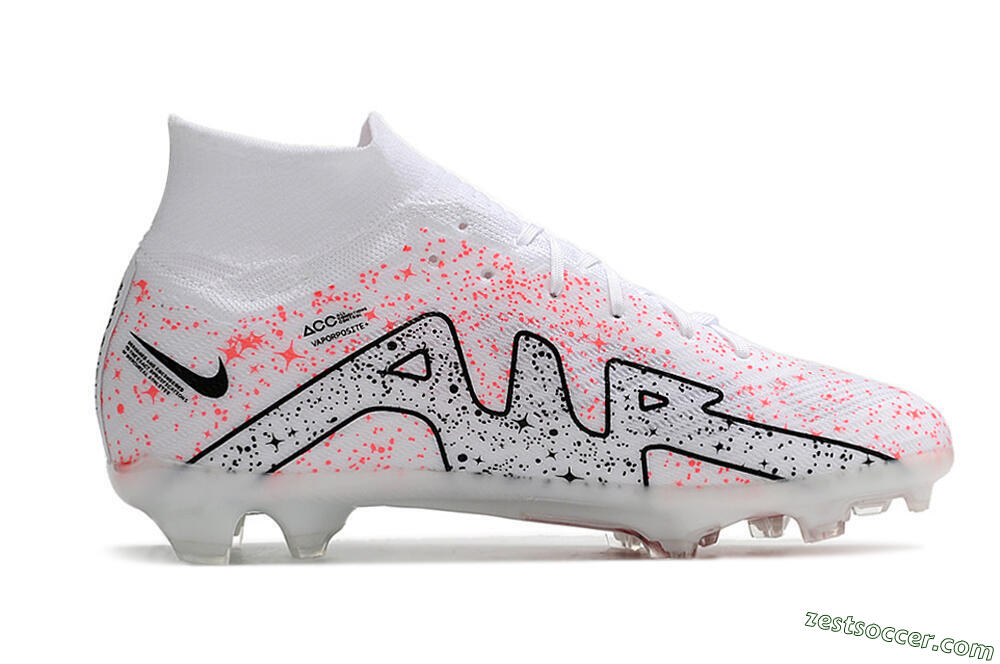 Nike Air Zoom Mercurial Superfly 9 Elite FG High-Tops Soccer Cleats - White/Pink/Black 4