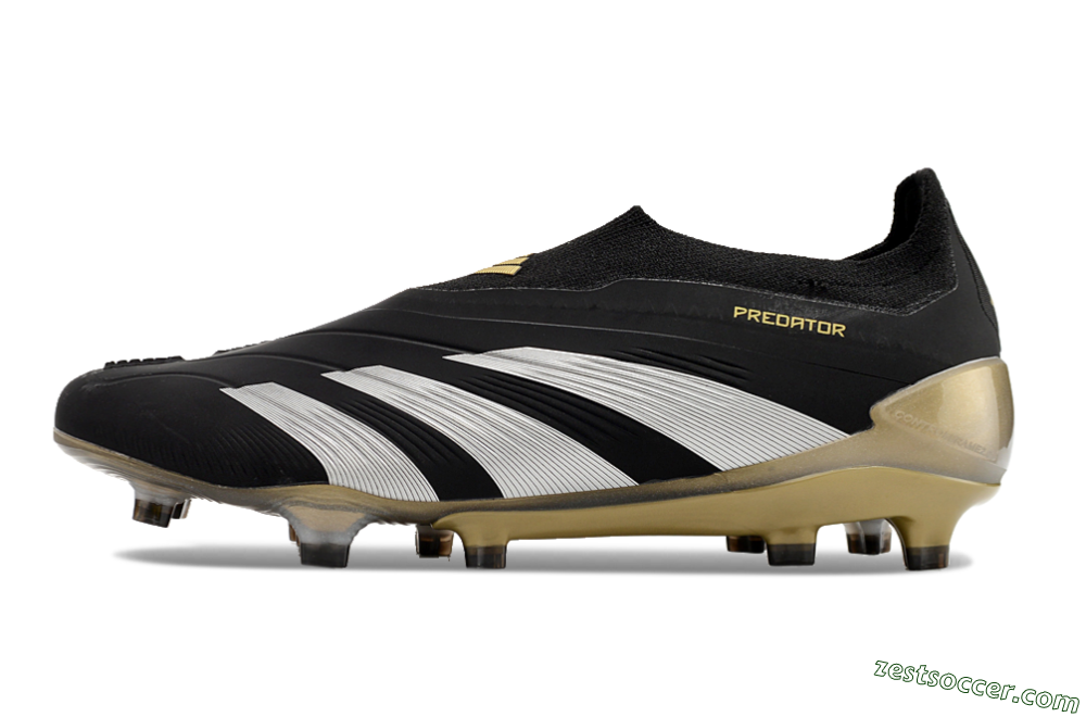 Adidas Predator Accuracy+ FG Low-Tops Soccer Cleats - Black/White/Gold 2