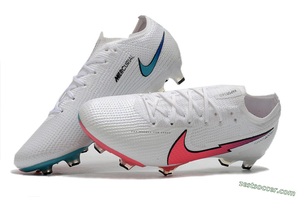 Nike Air Zoom Mercurial Vapor 13 Elite FG Low-Tops Soccer Cleats - White/Red/Blue 6