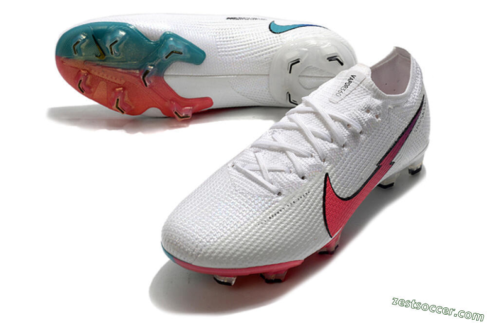 Nike Air Zoom Mercurial Vapor 13 Elite FG Low-Tops Soccer Cleats - White/Red/Blue 3