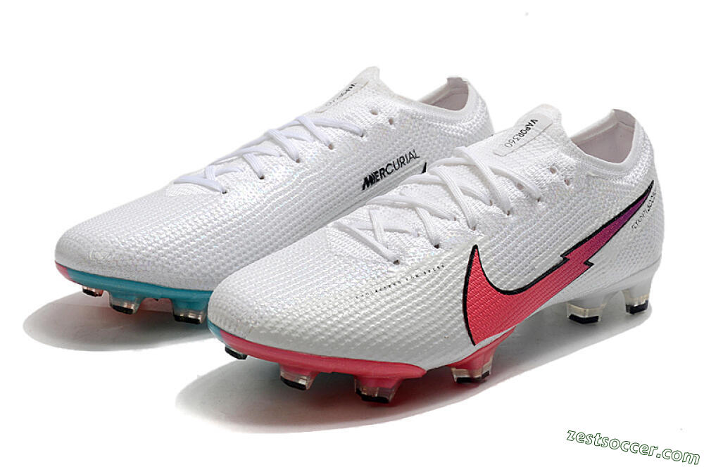 Nike Air Zoom Mercurial Vapor 13 Elite FG Low-Tops Soccer Cleats - White/Red/Blue 5