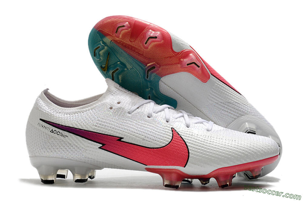 Nike Air Zoom Mercurial Vapor 13 Elite FG Low-Tops Soccer Cleats - White/Red/Blue 0