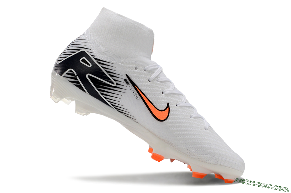 Nike Air Zoom Mercurial Superfly 10 Elite FG High-Tops Soccer Cleats - White/Orange/Black 4