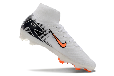 Nike Air Zoom Mercurial Superfly 10 Elite FG High-Tops Soccer Cleats - White/Orange/Black