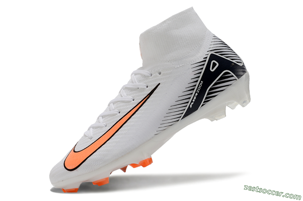 Nike Air Zoom Mercurial Superfly 10 Elite FG High-Tops Soccer Cleats - White/Orange/Black 5
