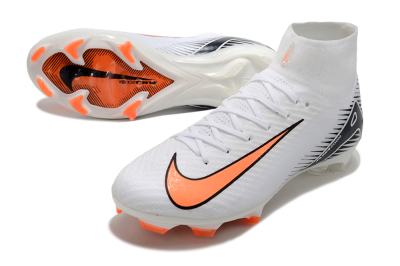 Nike Air Zoom Mercurial Superfly 10 Elite FG High-Tops Soccer Cleats - White/Orange/Black
