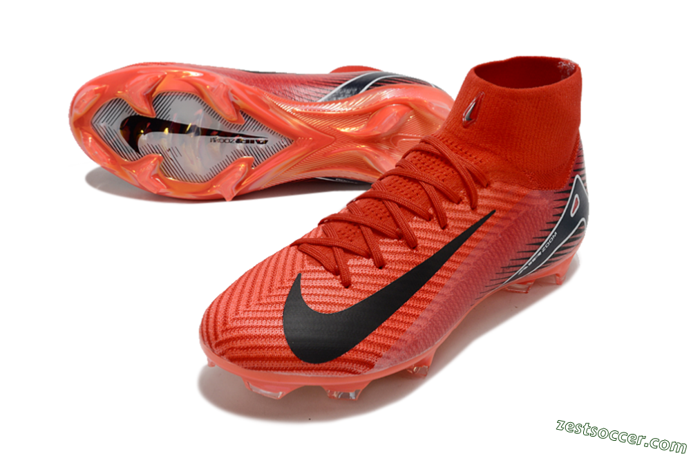 Nike Air Zoom Mercurial Superfly 10 Elite FG High-Tops Soccer Cleats - Red/Black/White 3
