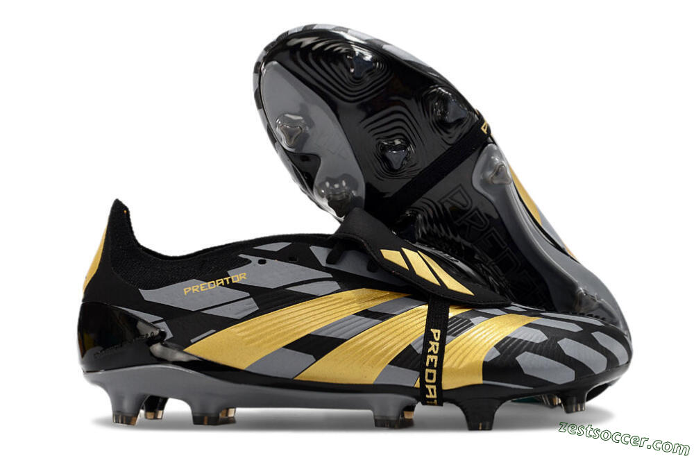 Adidas Predator Elite Foldover Tongue FG Low-Tops Soccer Cleats - Black/Grey/Gold 0