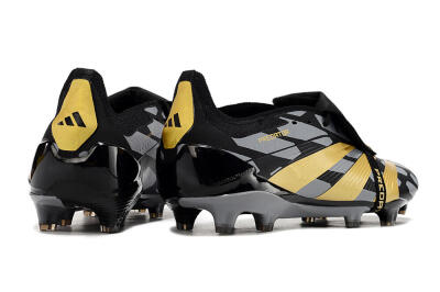 Adidas Predator Elite Foldover Tongue FG Low-Tops Soccer Cleats - Black/Grey/Gold