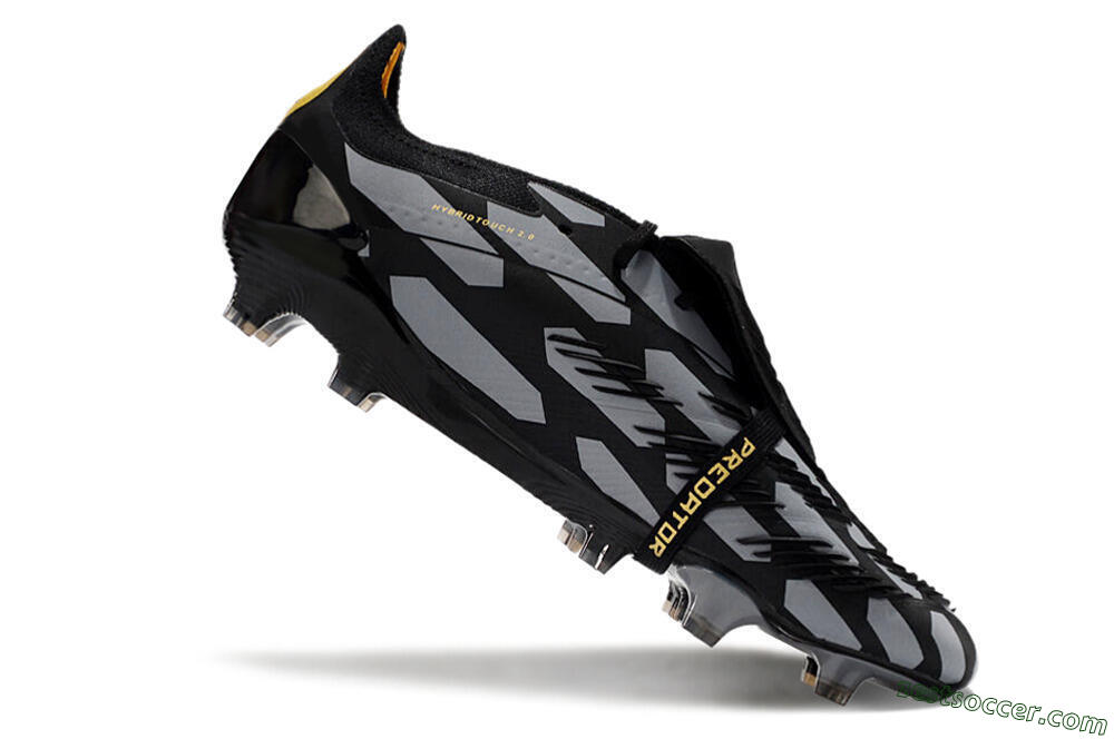 Adidas Predator Elite Foldover Tongue FG Low-Tops Soccer Cleats - Black/Grey/Gold 4