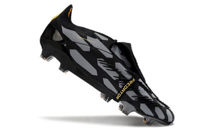 Adidas Predator Elite Foldover Tongue FG Low-Tops Soccer Cleats - Black/Grey/Gold