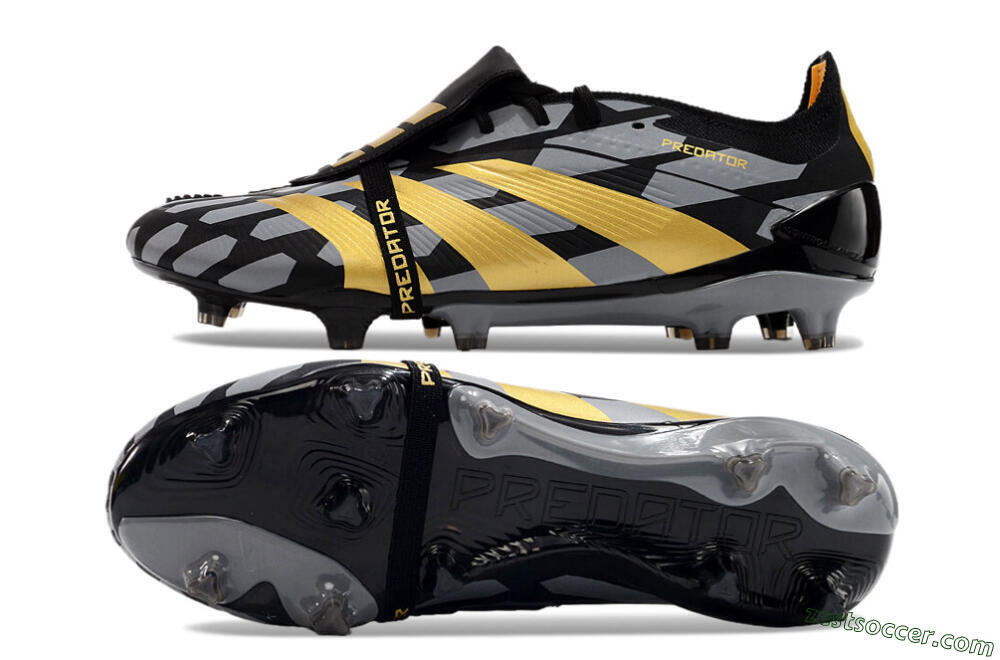Adidas Predator Elite Foldover Tongue FG Low-Tops Soccer Cleats - Black/Grey/Gold 1